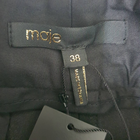 Maje Black Paris Belted Flat Front Shorts Women's Size M - Picture 8 of 11